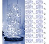 Kolpop 18 Pack Battery Fairy Lights Operated, 2M 20 LED String Lights Battery Powered, Waterproof Mini Twinkle Light, Warm White Small Fairy Llights for Jars Indoor Christmas
