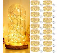 Kolpop 18 Pack Battery Fairy Lights Operated, 2M 20 LED String Lights Battery Powered, Waterproof Mini Twinkle Light, Warm White Small Fairy Llights for Jars Indoor Christmas