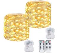 kolpop 2 Pack 39FT Fairy Lights Battery Operated with Timer & Remote, Waterproof 120 LED Twinkle String Lights Outdoor Indoor 8 Modes for Christmas, Bedroom, Dorm, Wedding, Tree, Mason Jar, Party