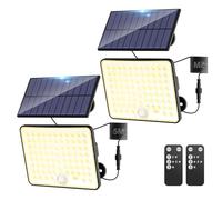 Kolpop 2 Pack Solar Lights Outdoor Garden,3 Modes & Remote Solars Security Lights Outdoor Motion Sensor, IP65 Waterproof Wall Light for Garden, Shed, Yard, Garage