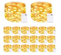 Kolpop 20 Packs Fairy Lights Battery Operated, 5m 50 LED Copper Wire Christmas String Lights, Warm White LED Twinkle Lights for Bedroom Wedding Birthday Party Indoor Tree DIY Decorations