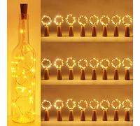 Kolpop 24 Pack Bottle Lights, Cork Lights for Wine Bottles, 2m 20 LED Copper Wire Fairy Lights for Parties Birthday Wedding Christmas DIY Table Centrepieces Indoor/Outdoor Decoration(Warm White)