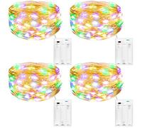 Kolpop 4 Packs Fairy Lights Battery Operated, 5m 50 LED Copper Wire Christmas String Lights, Multicolor LED Twinkle Lights for Bedroom Wedding Birthday Party Indoor Tree DIY Decorations