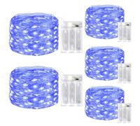 kolpop 5 Pack Fairy Lights Battery Operated with Timer, 50 LED Mini String Light Battery Powered, Blue Tiny Lights for Indoor Wedding Decorations