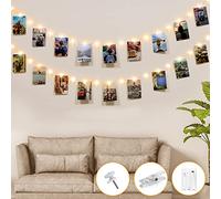 Kolpop 50LED Photo Clip String Lights, 5M Photo Peg Fairy Lights Indoor with 30 Clips Battery Powered Cooper Wire Hanging String Photo Display for Bedroom Birthday Wedding Party Christmas Decorations