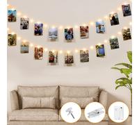 Kolpop 50LED Photo Clip String Lights, 5M Photo Peg Fairy Lights Indoor with 30 Clips Battery Powered Cooper Wire Hanging String Photo Display for Be