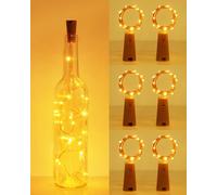 Kolpop 6 Pack Bottle Lights Battery Operated, Warm White Bottles Top Light | 2m 20 LED Copper Wire Corks Stopper Fairy light, Small Micro Wine Bottle String Lighting for Jars Craft Table Christmas