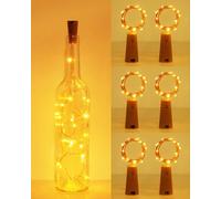 Kolpop 6 Pack Bottle Lights, Cork Lights for Wine Bottles, 2m 20 LED Copper Wire Fairy Lights for Parties, Birthday, Wedding, Christmas DIY Table Centrepieces Indoor/Outdoor Decoration(Warm White)