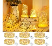 kolpop 6 Pack LED Fairy Lights Battery Operated, Mini Twinkle String Lights Battery Powered Waterproof for Christmas Mason Jars Party