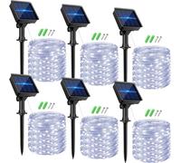 kolpop 6 Pack Solar Fairy Lights Outdoor, 32FT 80LED Solar Powered Twinkle Light Waterproof, 8 Mode Copper Wire Solar Tree Lighting for Outside Garden Yard Decorative (Cool White)