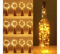 Kolpop Bottle Lights 12 Packs, Cork Lights for Wine Bottles, 2m 20 LED Copper Wire Fairy Lights for Parties, Birthday, Wedding, Christmas DIY Table Centrepieces Indoor/Outdoor Decoration(Warm White)