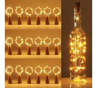Kolpop Bottle Lights 18 Packs, 2m 20 LED Cork Light Battery Operated for Wine Bottles, Warm White Fairy String Lighting Indoor for Jars Table Craft Christmas Party Decoration