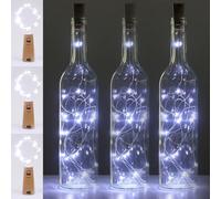 Kolpop Bottle Lights 3 Packs, 2m 20 LED Cork Light Battery Operated for Wine Bottles, Cool White Fairy String Lighting Indoor for Jars Table Craft Christmas Party Decoration