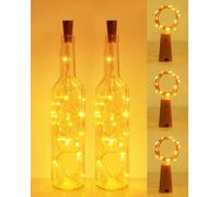 Kolpop Bottle Lights 3 Packs, 2m 20 LED Cork Light Battery Operated for Wine Bottles, Warm White Fairy String Lighting Indoor for Jars Table Craft Christmas Party Decoration
