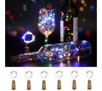 Kolpop Bottle Lights 6 Packs, 2m 20 LED Cork Light Battery Operated for Wine Bottles, Multi Coloured Fairy String Lighting Indoor for Jars Table Craft Christmas Party Decoration