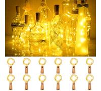 Kolpop Bottle Lights with Cork, 12 Packs New Upgrade Wine Bottle Lights Battery Operated, 2m 20 LED Mini Fairy Lighting Indoor for Party Wedding Christmas Birthday Table Jars DIY Decor(Warm White)