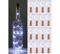 Kolpop Bottle Lights with Cork, Cork Lights for Wine Bottles, 2m 20 LED Silver Wire Battery Powered String Fairy Lights for Bedroom Party Wedding Christmas Table Centrepiece Decoration (Cool White)