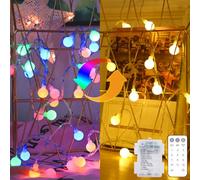 Kolpop Color Changing Globe Fairy Lights Battery Operated with Remote, 10.3M 80LED 12 Modes String Lights Waterproof for Indoor Outdoor Christmas Bedroom Garden(Warm White & Multicolor)