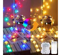 Kolpop Color Changing Globe Fairy Lights Battery Operated with Remote, 100LED 12 Modes String Lights Waterproof for Indoor Outdoor Christmas Bedroom Garden(Warm White & Multicolor)