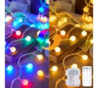 Kolpop Color Changing Globe Fairy Lights Battery Operated with Remote, 50LED 12 Modes String Lights Waterproof for Indoor Outdoor Christmas Bedroom Garden(Warm White & Multicolor)
