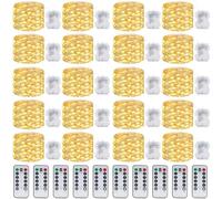 Kolpop Fairy Lights Battery Operated 20 Pack,12M/40FT 120LED Timer String Lights Battery Powered Outdoor with Remote Control, Waterproof 8 Mode Twinkle Light for Christmas Indoor, Warm White