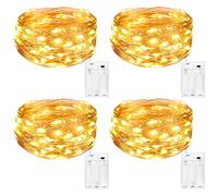 Kolpop Fairy Lights Battery Operated, [4 Packs] 5m 50 LED Copper Wire Christmas String Lights, Warm White LED Fairy Lights twinkle lights for Bedroom Wedding Birthday Party Indoor Tree DIY Decorations
