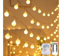 Kolpop Globe Fairy Lights Battery Operated with Remote, 100LED 8 Modes String Lights Waterproof, Warm White Dimmable Fairy Light for Indoor Outdoor Christmas Bedroom Garden
