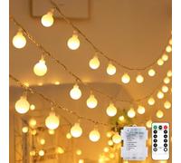 Kolpop Globe Fairy Lights Battery Operated with Remote, 50LED 8 Modes String Lights Waterproof, Warm White Fairy Light for Indoor Outdoor Christmas Bedroom Garden