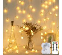 Kolpop Globe Fairy Lights Battery Operated with Remote & Timer, 10.3M 80LED 8 Modes String Lights Waterproof, Warm White Fairy Light for Indoor Outdoor Christmas Bedroom Garden