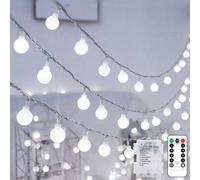 Kolpop Globe Fairy Lights Battery Operated with Remote & Timer, 10.3M 80LED 8 Modes String Lights Waterproof, Cool White Fairy Light for Indoor Outdoor Christmas Bedroom Garden