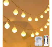Kolpop Globe Fairy Lights Battery Operated with Remote & Timer, 30LED 8 Modes String Lights Waterproof, Warm White Fairy Light for Indoor Outdoor Christmas Bedroom Garden