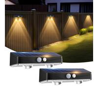 Kolpop Solar Fence Lights Outdoor Garden, 3 Modes Solar Motion Sensor Lights Waterproof IP65, Solar Powered Wall Lights Outside for Patio Decking Driveway Gate Garage Yard Decoration,Warm White-2Pack