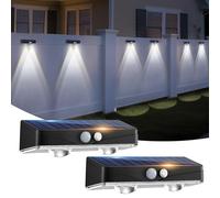 Kolpop Solar Fence Lights Outdoor Garden, 3 Modes Solar Motion Sensor Lights Waterproof IP65, Solar Powered Wall Lights Outside for Patio Decking Driveway Gate Garage Yard Decoration,Cool White-2Pack