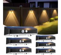 Kolpop Solar Fence Lights Outdoor Garden, 3 Modes Solar Motion Sensor Lights Waterproof IP65, Solar Powered Wall Lights Outside for Patio Decking Driveway Gate Garage Yard Decoration,Warm White-6Pack
