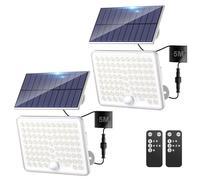 Kolpop Solar Lights Outdoor, 2 Pack Remote Solar Security Lights Outdoor Motion Sensor, 3 Modes Garden Light Waterproof for Yard Shed Garage White Frame