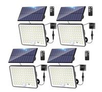 Kolpop Solar Lights Outdoor Garden with Lenses,3 Modes Remote Solar Security Lights Outdoor Motion Sensor, IP65 Waterproof Solar Powered Pir Flood Light for Shed Outdoor Porch Yard Garage, 4 Pack