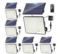 Kolpop Solar Lights Outdoor Garden with Lenses, 3 Modes Remote Solar Security Lights Outdoor Motion Sensor, IP65 Waterproof Solar Powered Pir Flood Light for Shed Porch Yard Garage, 6 Packs