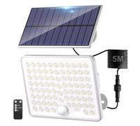 Kolpop Solar Lights Outdoor, Remote Solar Security Lights Outdoor Motion Sensor, 3 Modes Garden Light Waterproof for Yard Shed Garage (White Frame)