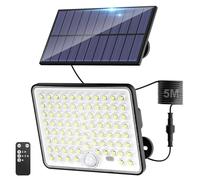 Kolpop Solar Security Lights with Lenses, Remote Solar Flood Lights Outdoor Motion Sensor, 3 Modes Solar Panel Powered Floodlight Waterproof for Garden Shed Porch Yard Garage Wall