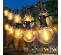 Kolpop Timer Outdoor Festoon Light Mains Powered, Dimmable 30M/98FT String Lights with Shatterproof LED Bulb, Waterproof Garden Lights for Outside Pergola Party Gazebo
