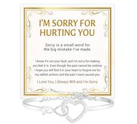 KOLSTRAW I'm Sorry Gifts For Her Infinity Heart Bracelet, Sorry Gift, Apology Bracelet Card, Forgive Me Jewelry, Sorry Partner With Heartfelt Message & Elegant Box, Heart Bracelet, Stainless Steel, no