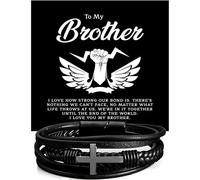 KOLSTRAW To My Brother Bracelet Cross, Christmas Birthday Graduation Gifts, Men's Bracelets Gifts for Men, Bracelets for Him, Jewelry from Sister With Heartfelt Message & Elegant Box, Cross Bracelet