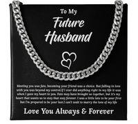 KOLSTRAW To My Future Husband Cuban Link Chain Necklace, Jewelry Gift for Him from Future Wife, Gifts For Fiancé, Necklace With Meaningful Message Card and Box#1, Stainless Steel, No Gemstone