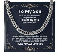 KOLSTRAW To My Son Cuban Chain Necklace, Son Necklace, To My Amazing Son Cuban Link Chain Necklace, Gift For Son Cross Necklace, Son Jewelry with Message Card and Gift Box, Stainless Steel, No