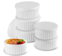 Koluti 6-Pack Nonstick Silicone 4oz Ramekins with Lids, Oven Safe Creme Brulee Baking Small Bowls, Souffle Ice Cream Pudding Dessert Dipping Sauce Cups, BPA Free, Microwave & Freezer & Dishwasher Safe