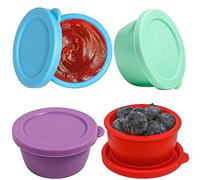 KOLUTI Nonstick Silicone 1.6oz Salad Dressing Container To Go, 4 Pcs Small Condiment Cup with Lid, Sauce Storage Box for Lunch Bento, Leak-proof, BPA Free, Dishwasher & Microwave & Oven Safe