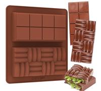 Koluti Nonstick Silicone Chocolate Bar Mold, 1 Inch Deep Dubai Chocolate Decor Baking Rectangle Molds, 2-Cavities Large and Thick Candy DIY Mould for Filling Knafeh Stuffed Pistachio Bar