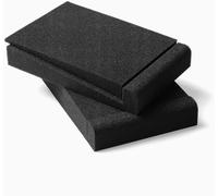 Kolvec SS5 Studio Monitor Isolation Pads, High-Density Acoustic Foam Tilted Tabletop Speaker Stands for Midsize Bookshelf Computer Speakers, Prevent Vibrations & Fits Most Speaker, Black - Pair