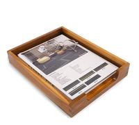 KOLWOVEN Wood Letter Tray -Load Documents Tray for Office Desktop Organizer - Desk Magazine, File, Folder, Paper Holder - Paper Document File Tray Front Drak Brown