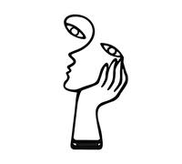 KOLYMAX Creative Abstract Decor The Thinker Statue Face & Hand Statues and Sculptures，Metal Hand Crafted Meditation Abstract Modern Sculptures Office Desk Decor Keep Silence Figurine(Girl)